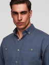 Ombre Clothing Muška lanena košulja s klasičnim ovratnikom i džepovima REGULAR FIT - plava V4 OM-SHCS-0134 Ombre Clothing
