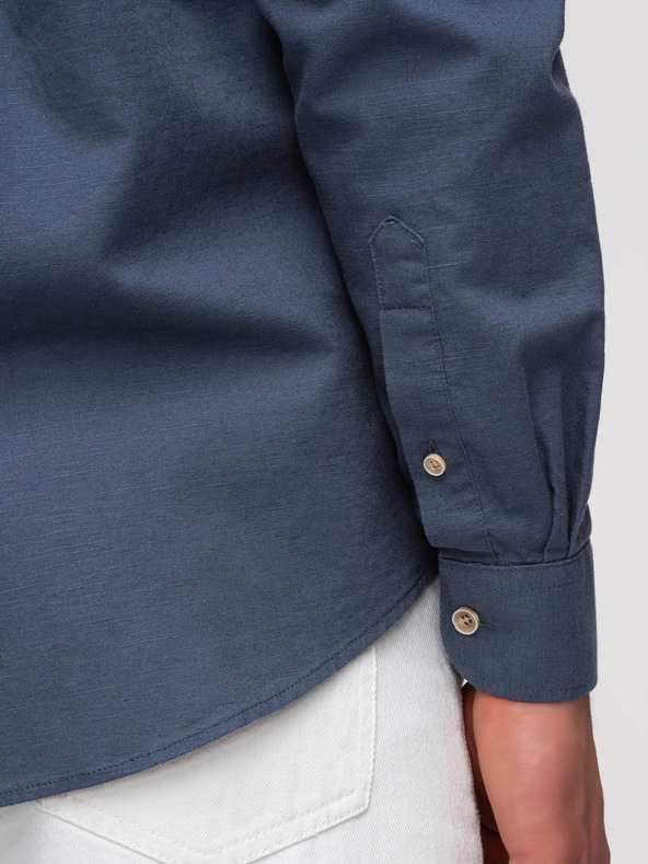 Ombre Clothing Muška lanena košulja s klasičnim ovratnikom i džepovima REGULAR FIT - plava V4 OM-SHCS-0134 Ombre Clothing