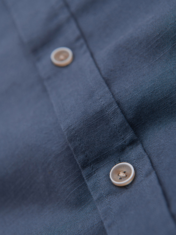 Ombre Clothing Muška lanena košulja s klasičnim ovratnikom i džepovima REGULAR FIT - plava V4 OM-SHCS-0134 Ombre Clothing