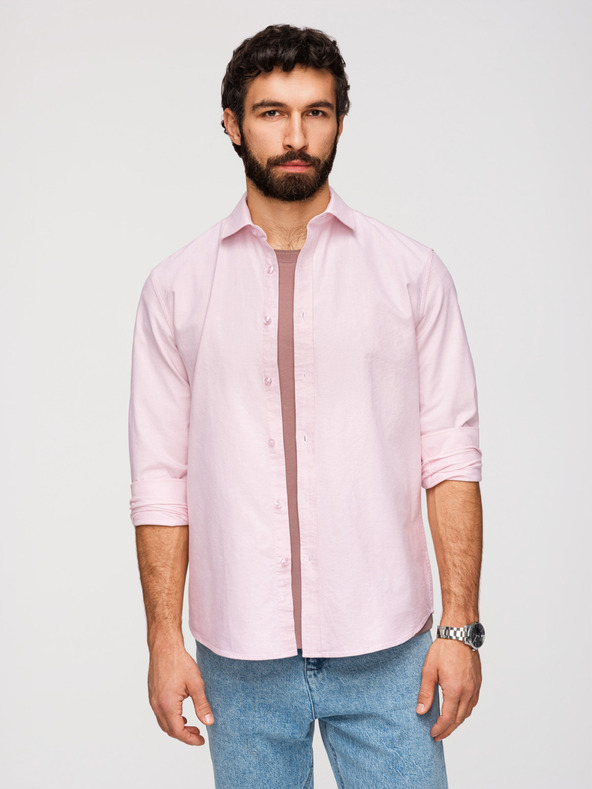 Ombre Clothing Muška pastelna pamučna oxford košulja - svetlo roze V1 K705 Ombre Clothing