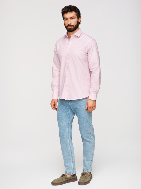 Ombre Clothing Muška pastelna pamučna oxford košulja - svetlo roze V1 K705 Ombre Clothing
