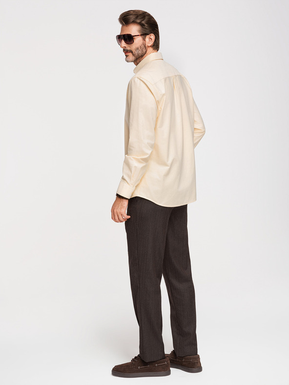 Ombre Clothing Pastelna pamučna muška oxford košulja - svetlo žuta V3 K705 Ombre Clothing