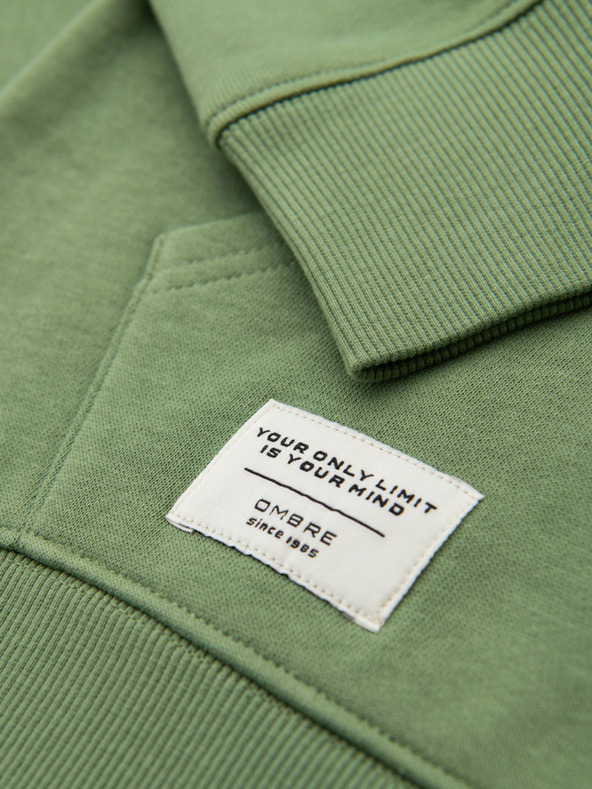 Ombre Clothing Muška pamučna majica BASIC s džepom za kangaroo s kapuljačom - zelena Ombre Clothing