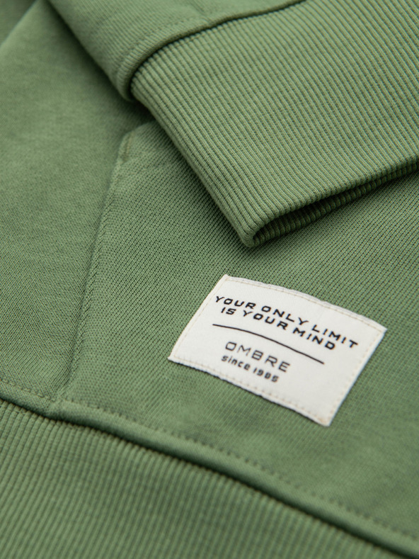 Ombre Clothing Muška pamučna majica BASIC na rajsferslus s kapuljačom - zelena V3 OM-SSBZ-0272 Ombre Clothing