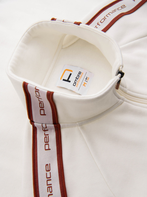 Ombre Clothing Muška elastična majica s kontrastnim lemom i visokim ovratnikom - kremasta V2 B1715 Ombre Clothing