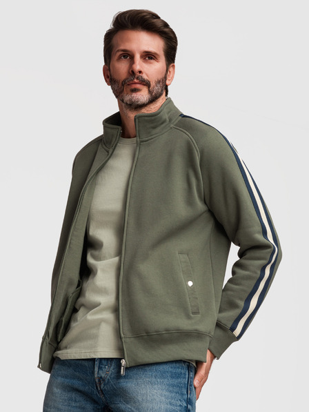 Ombre Clothing Muška majica s visokim ovratnikom i lemom - maslinasta V2 B1718 Ombre Clothing