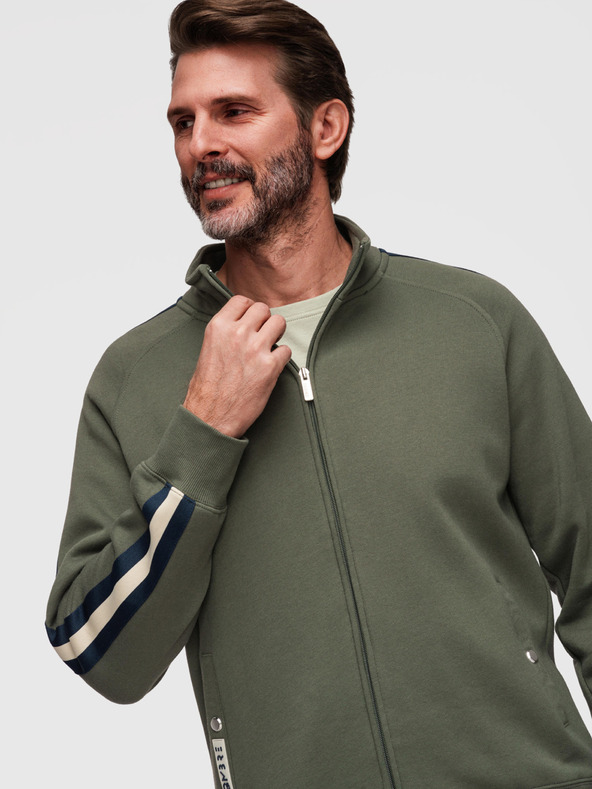 Ombre Clothing Muška majica s visokim ovratnikom i lemom - maslinasta V2 B1718 Ombre Clothing