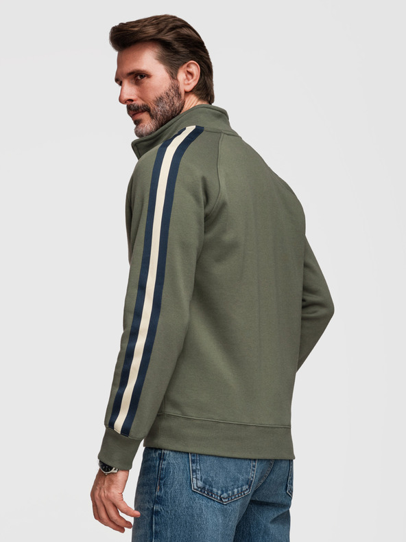 Ombre Clothing Muška majica s visokim ovratnikom i lemom - maslinasta V2 B1718 Ombre Clothing