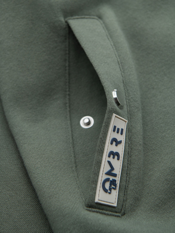 Ombre Clothing Muška majica s visokim ovratnikom i lemom - maslinasta V2 B1718 Ombre Clothing