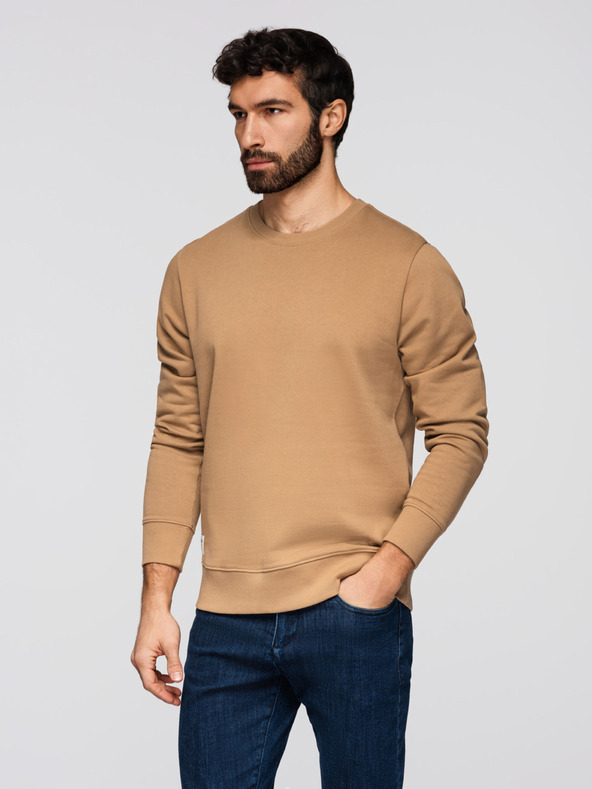 Ombre Clothing Muška majica BASIC s okruglim izrezom - smeđa Ombre Clothing