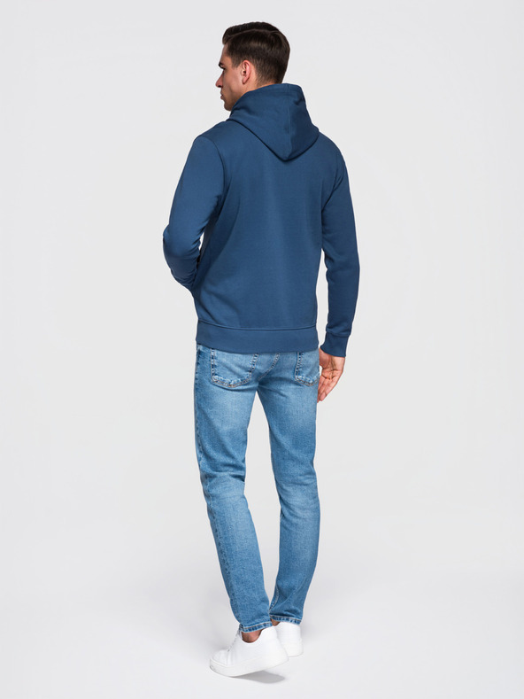 Ombre Clothing Muška pamučna majica BASIC na rajsferslus s kapuljačom - tamno plava V4 OM-SSBZ-0272 Ombre Clothing