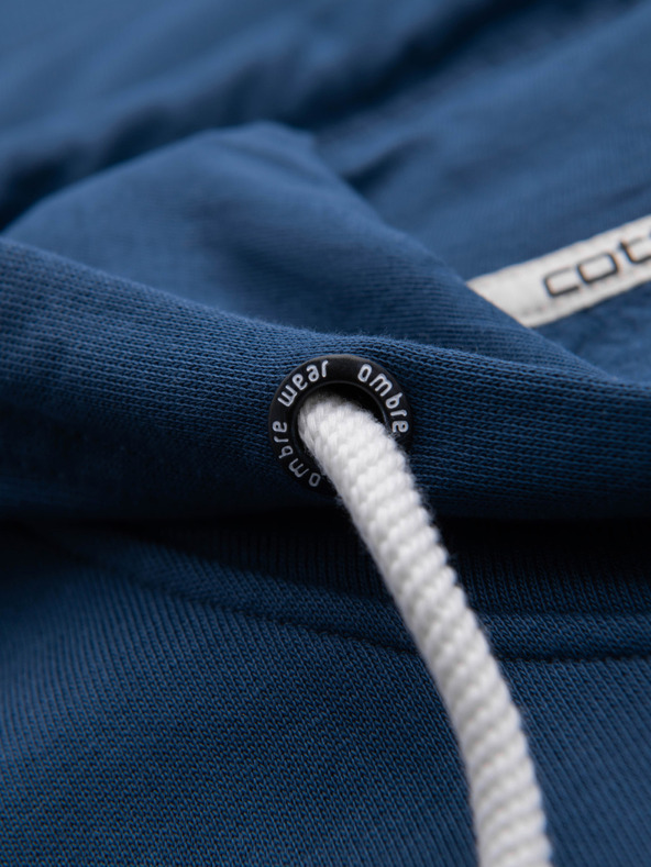 Ombre Clothing Muška pamučna majica BASIC na rajsferslus s kapuljačom - tamno plava V4 OM-SSBZ-0272 Ombre Clothing