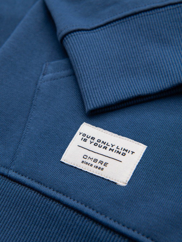 Ombre Clothing Muška pamučna majica BASIC na rajsferslus s kapuljačom - tamno plava V4 OM-SSBZ-0272 Ombre Clothing