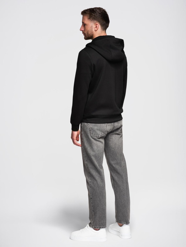 Ombre Clothing Muška majica s kapuljačom od glatkog pletiva - crna V1 OM-SZBC-0196 Ombre Clothing