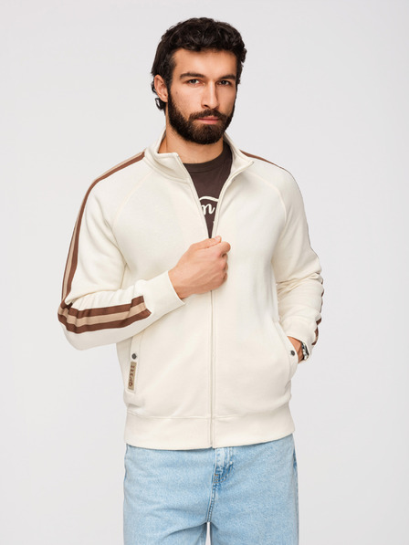 Ombre Clothing Muška majica s visokim ovratnikom i lemom - kremasta V3 B1718 Ombre Clothing