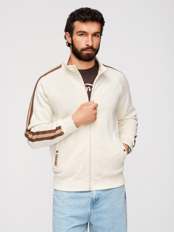 Ombre Clothing Muška majica s visokim ovratnikom i lemom - kremasta V3 B1718 Ombre Clothing