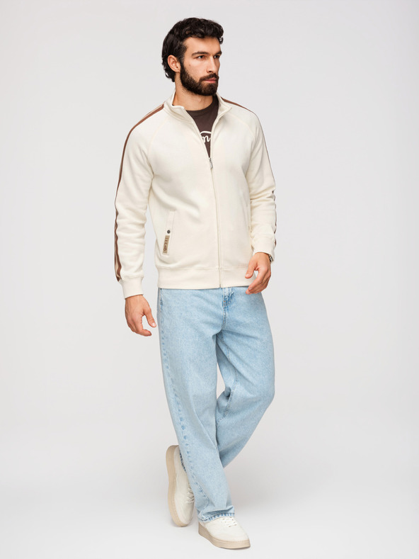 Ombre Clothing Muška majica s visokim ovratnikom i lemom - kremasta V3 B1718 Ombre Clothing