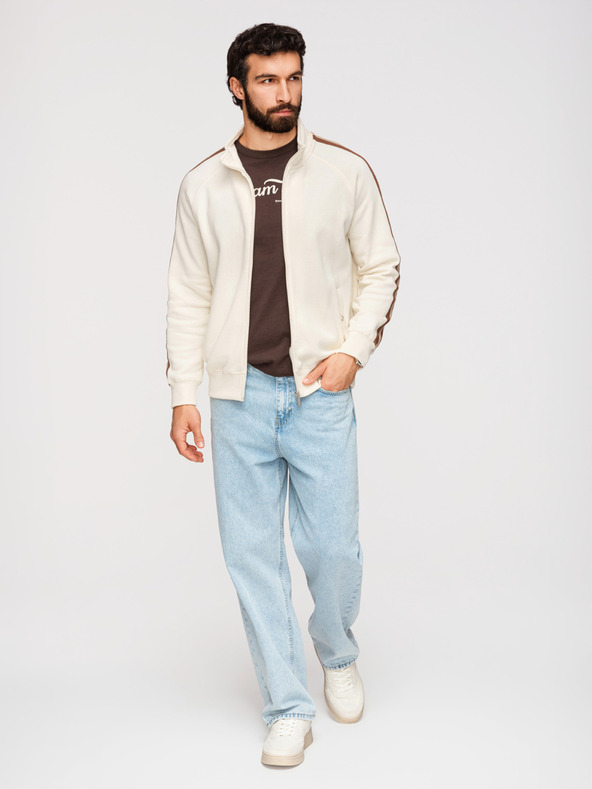 Ombre Clothing Muška majica s visokim ovratnikom i lemom - kremasta V3 B1718 Ombre Clothing