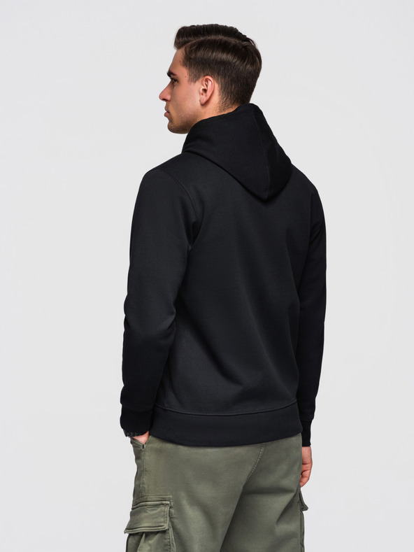 Ombre Clothing Muška pamučna elastična majica BASIC s kapuljačom - crna V5 OM-SSBZ-0272 Ombre Clothing