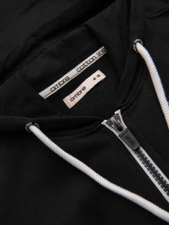 Ombre Clothing Muška pamučna elastična majica BASIC s kapuljačom - crna V5 OM-SSBZ-0272 Ombre Clothing