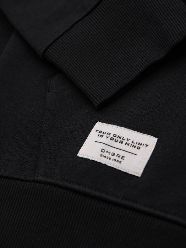 Ombre Clothing Muška pamučna elastična majica BASIC s kapuljačom - crna V5 OM-SSBZ-0272 Ombre Clothing