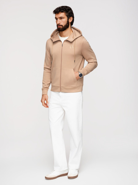 Ombre Clothing Muška majica bez gumba od glatkog pletenea - bež V3 OM-SZBC-0196 Ombre Clothing