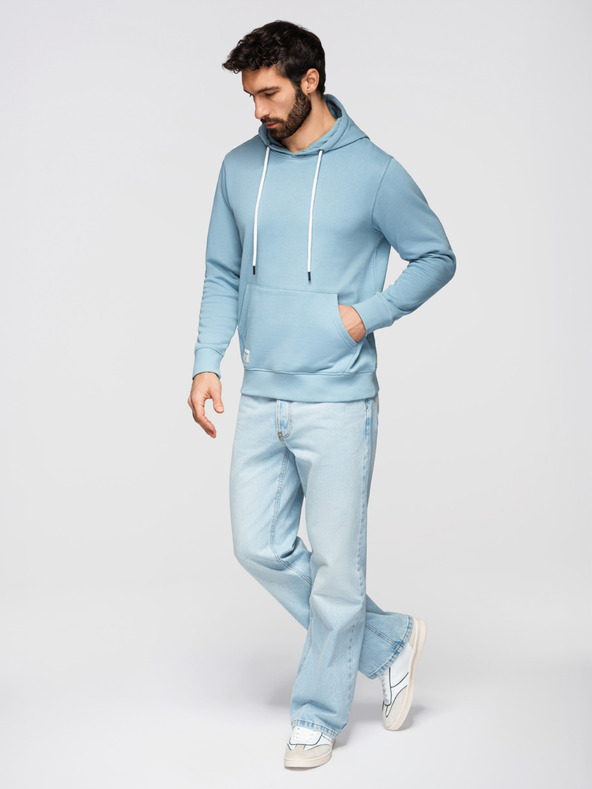 Ombre Clothing Muška pamučna majica BASIC kengurujača s kapuljačom - plava Ombre Clothing