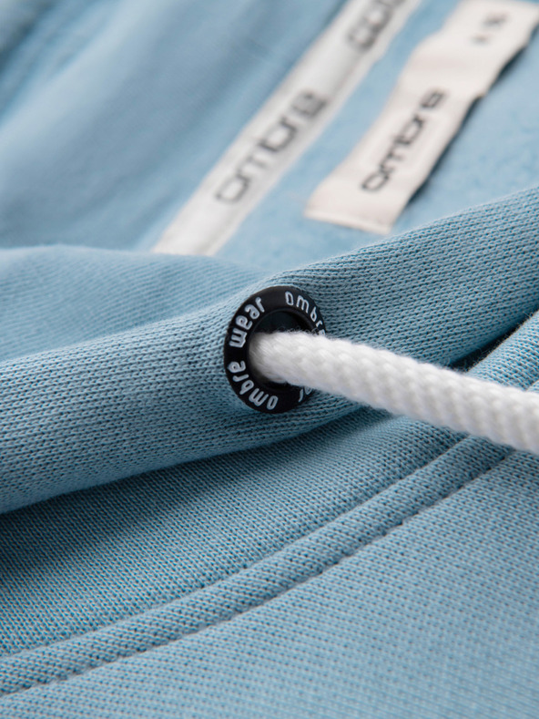 Ombre Clothing Muška pamučna majica BASIC kengurujača s kapuljačom - plava Ombre Clothing