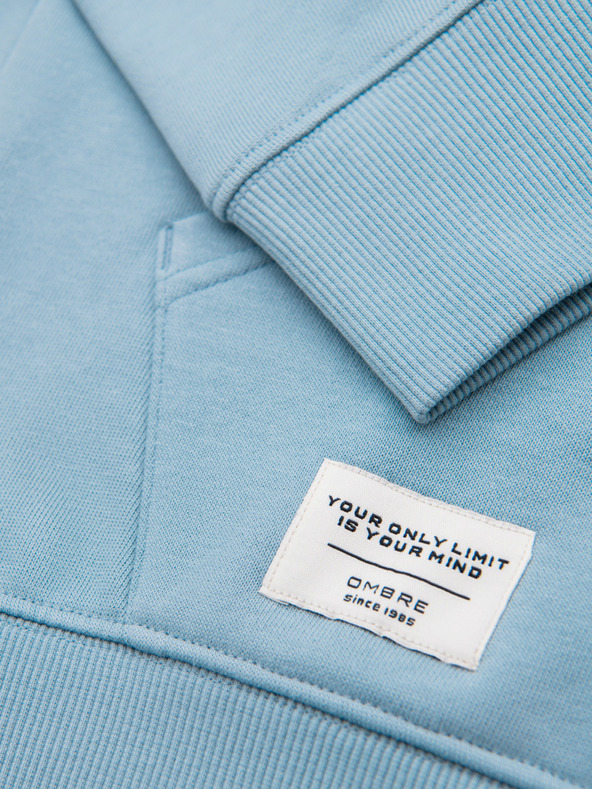 Ombre Clothing Muška pamučna majica BASIC kengurujača s kapuljačom - plava Ombre Clothing