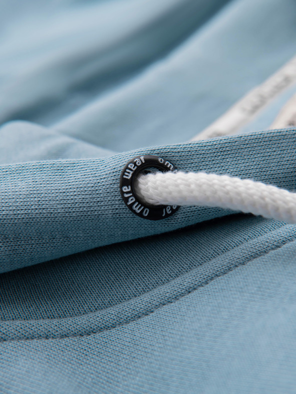 Ombre Clothing Muška pamučna elastična majica BASIC s kapuljačom - plava V7 OM-SSBZ-0272 Ombre Clothing