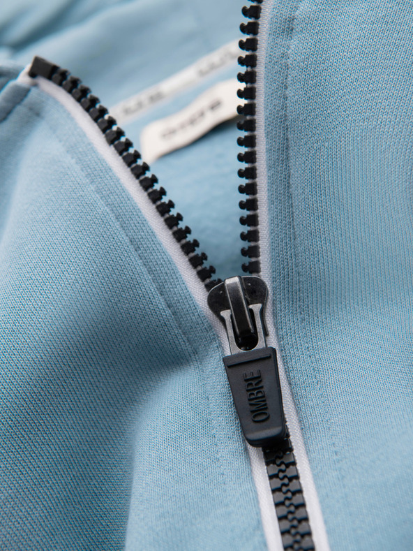 Ombre Clothing Muška pamučna elastična majica BASIC s kapuljačom - plava V7 OM-SSBZ-0272 Ombre Clothing