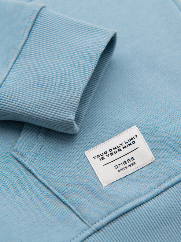 Ombre Clothing Muška pamučna elastična majica BASIC s kapuljačom - plava V7 OM-SSBZ-0272 Ombre Clothing