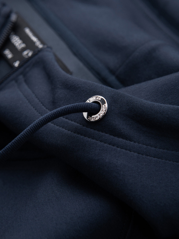 Ombre Clothing Muška majica s kapuljačom od glatkog pletenea - tamno plava V4 OM-SZBC-0196 Ombre Clothing