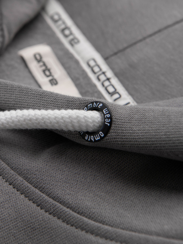 Ombre Clothing Muška pamučna kengurujača majica BASIC s kapuljačom - siva Ombre Clothing