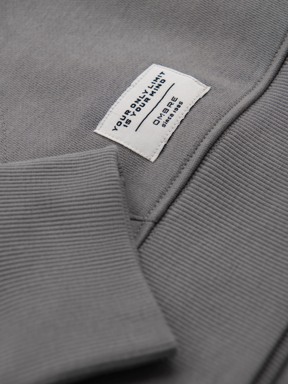 Ombre Clothing Muška pamučna kengurujača majica BASIC s kapuljačom - siva Ombre Clothing