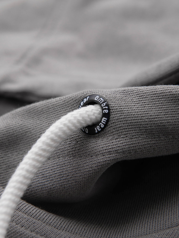 Ombre Clothing Muška pamučna majica BASIC s kapuljačom na rajsferslus - siva V8 OM-SSBZ-0272 Ombre Clothing