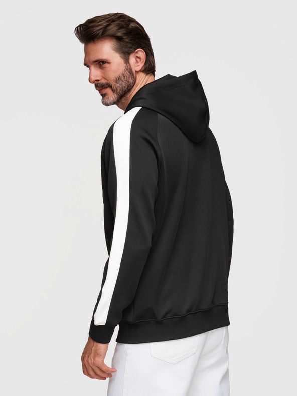 Ombre Clothing Muška majica na rajsferslus s kapuljačom i rubom - crna V1 B1717 Ombre Clothing