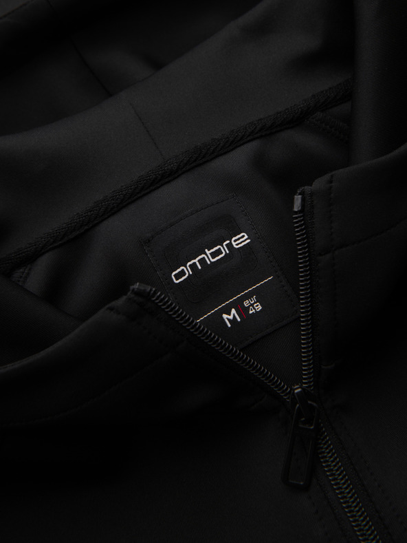 Ombre Clothing Muška majica na rajsferslus s kapuljačom i rubom - crna V1 B1717 Ombre Clothing