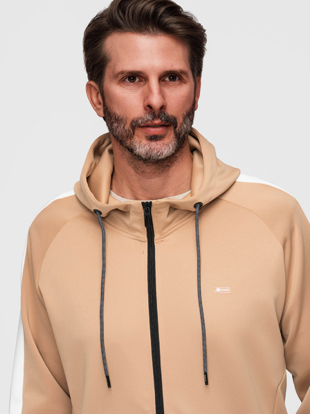 Ombre Clothing Muška majica s kapuljačom bez gumba i rubom - bež V4 B1717 Ombre Clothing