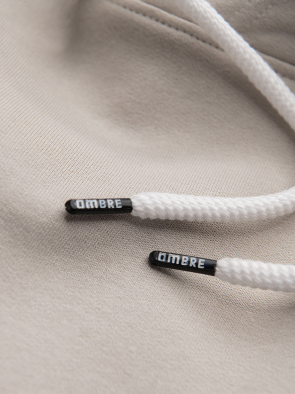 Ombre Clothing Muška pamučna kengurujača majica BASIC s kapuljačom - svijetlo bež Ombre Clothing