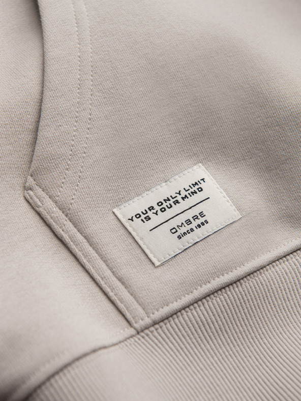 Ombre Clothing Muška pamučna kengurujača majica BASIC s kapuljačom - svijetlo bež Ombre Clothing
