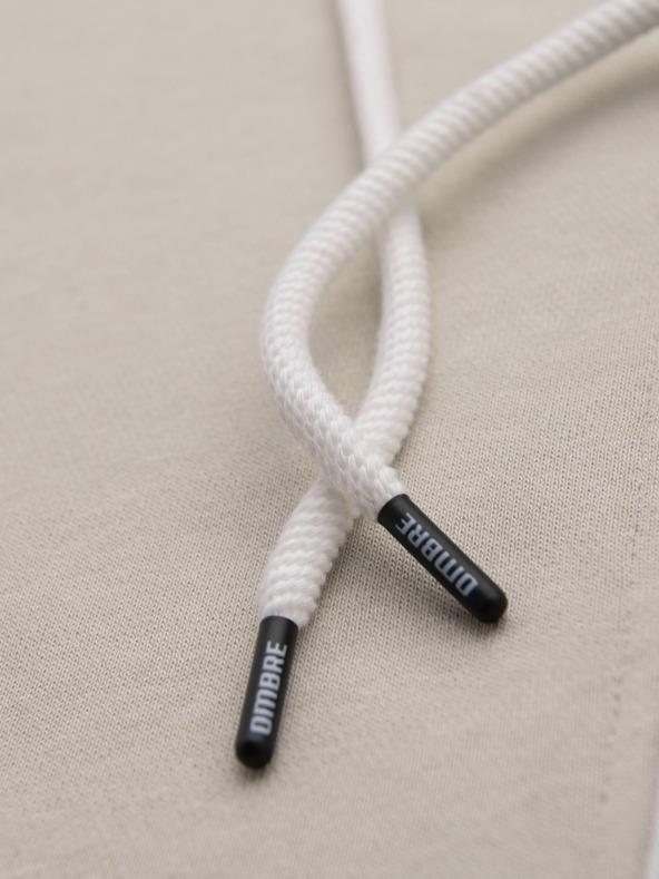 Ombre Clothing Muška pamučna majica BASIC s kapuljačom - svijetlo bež V1 OM-SSBZ-0272 Ombre Clothing