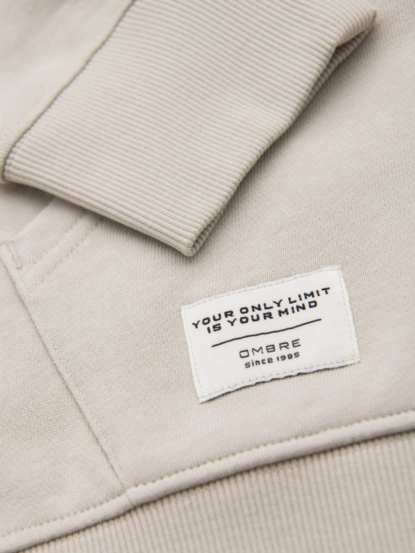 Ombre Clothing Muška pamučna majica BASIC s kapuljačom - svijetlo bež V1 OM-SSBZ-0272 Ombre Clothing