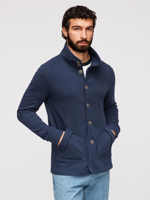 Ombre Clothing Muška pletena majica sa stojačem - tamno plava V4 B1716 Ombre Clothing