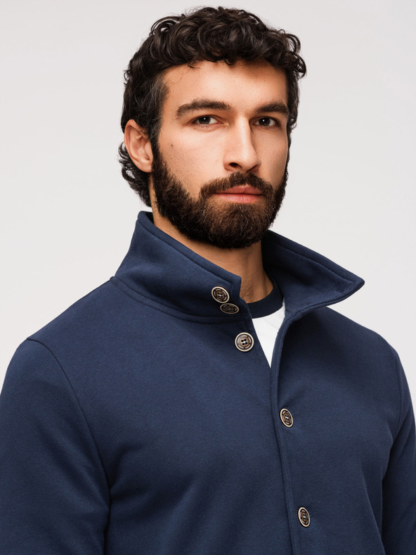 Ombre Clothing Muška pletena majica sa stojačem - tamno plava V4 B1716 Ombre Clothing