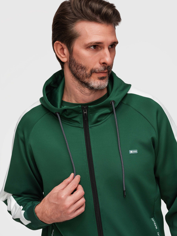 Ombre Clothing Muška rozpopinjača majica s kapuljačom i rubom - tamno zelena V7 B1717 Ombre Clothing
