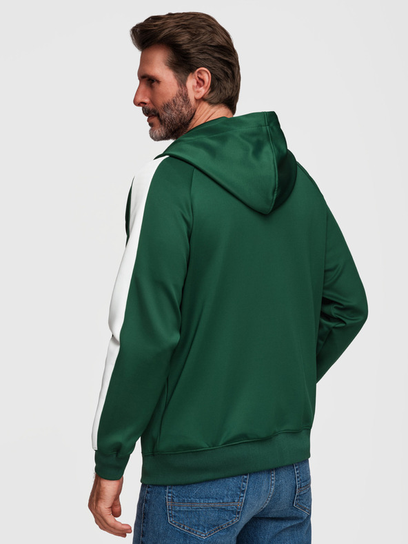 Ombre Clothing Muška rozpopinjača majica s kapuljačom i rubom - tamno zelena V7 B1717 Ombre Clothing