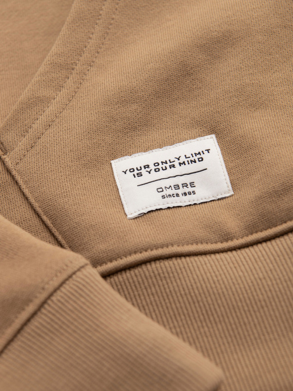 Ombre Clothing Muška pamučna kengurujača majica BASIC s kapuljačom - smeđa Ombre Clothing