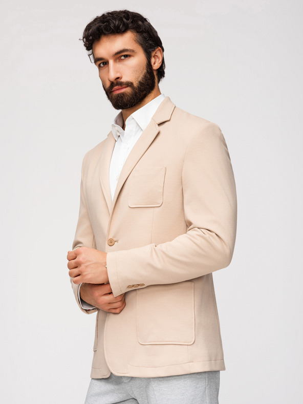 Ombre Clothing Muška pletena sakoa slim fit kroja s finom strukturom - bež V5 M165 Ombre Clothing