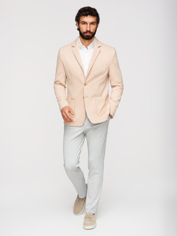 Ombre Clothing Muška pletena sakoa slim fit kroja s finom strukturom - bež V5 M165 Ombre Clothing